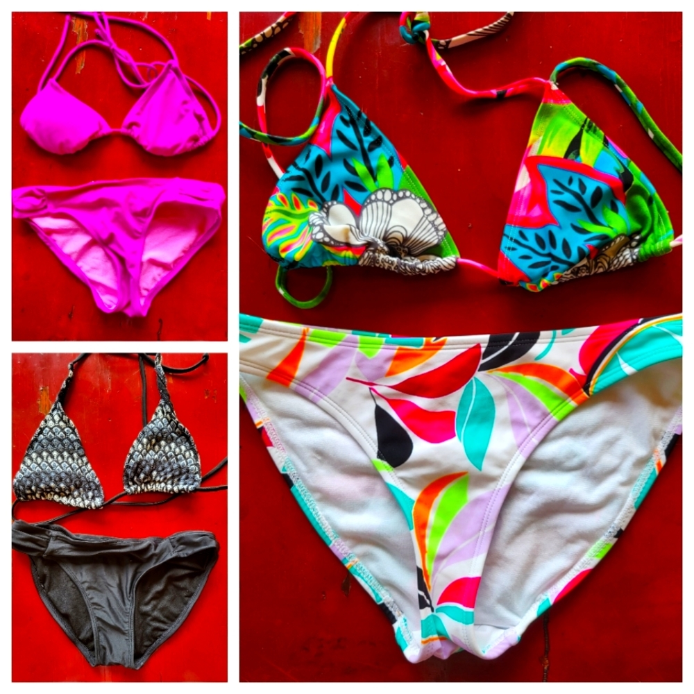 Set of 3 OP womens string bikini bathing suits size extra small XS swim swimsuit
